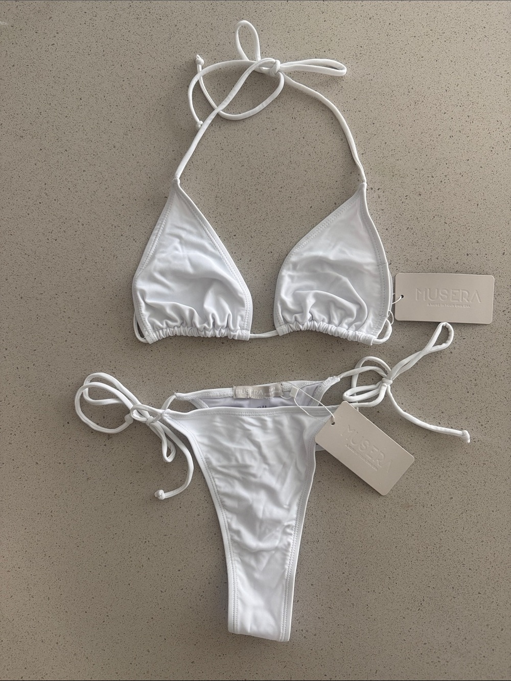 NWT Musera White Triangle String Bikini